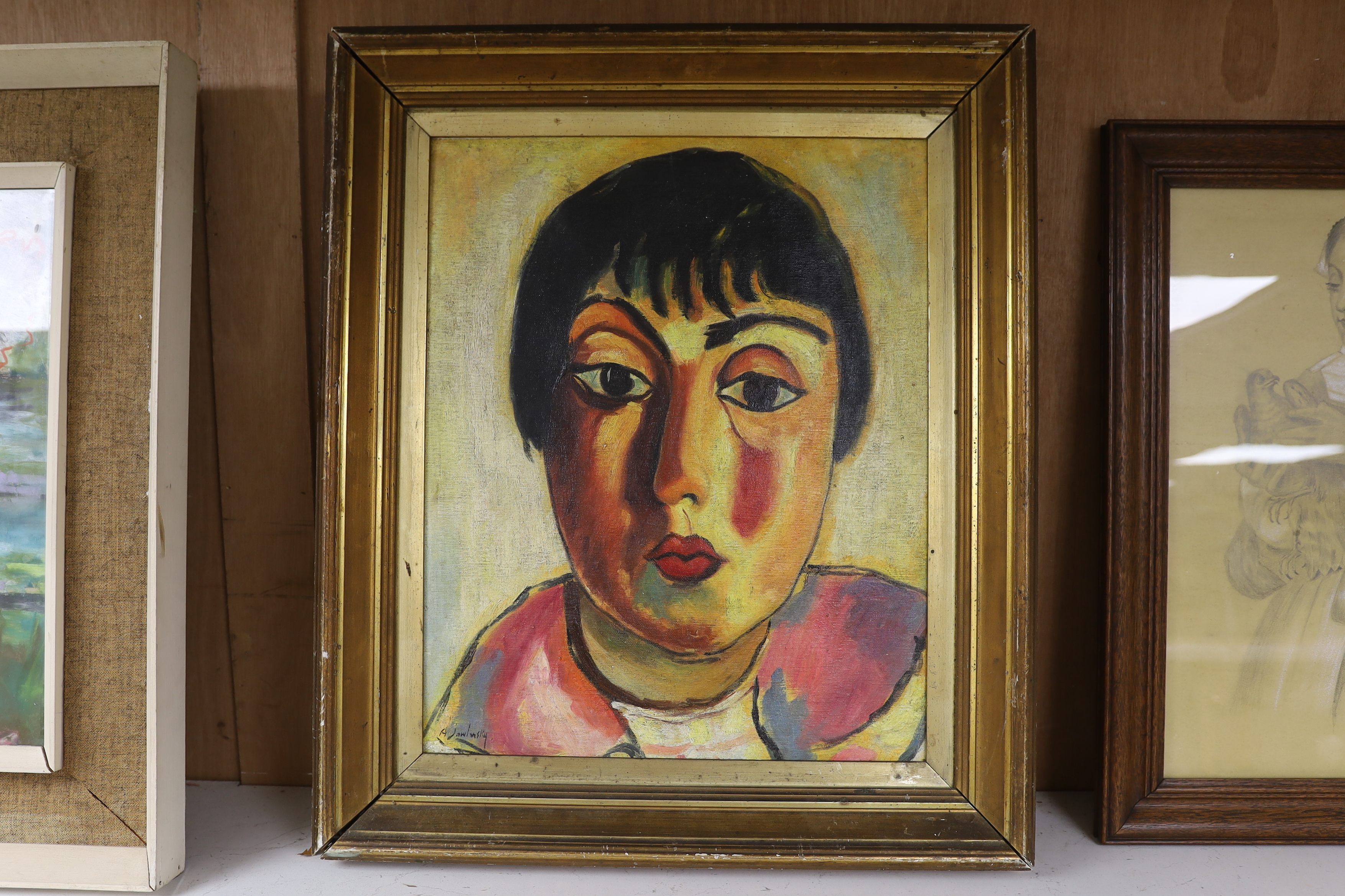 Manner of Alexej Von Jawlensky (1864-1941), oil on canvas, Portrait, 46 x 37cm